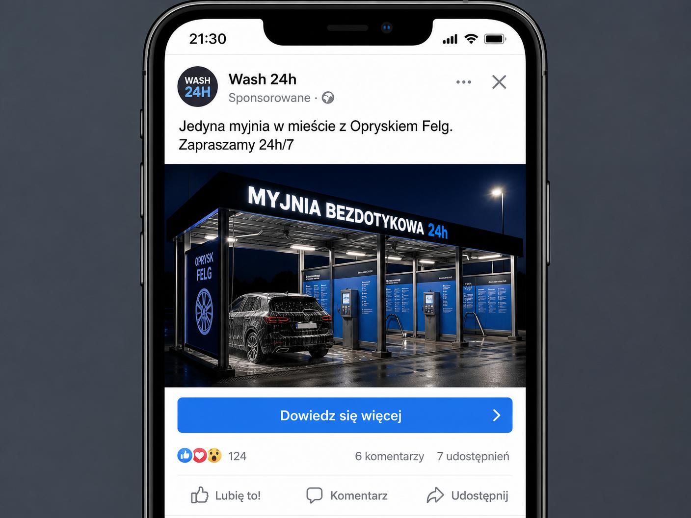 Kampania Meta Ads dla myjni - przykład realizacji