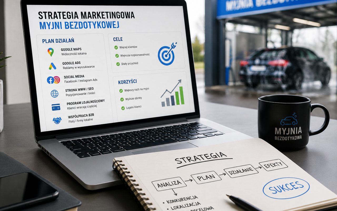 Strategia marketingowa myjni bezdotykowej – plan Google Ads i Social Media